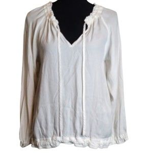 Ann Taylor Peasant Tie Blouse Size XS White